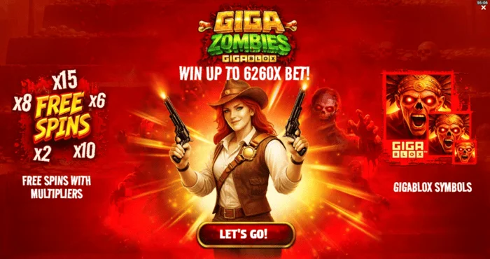 Giga Zombies – glavni meni z izbiro stave