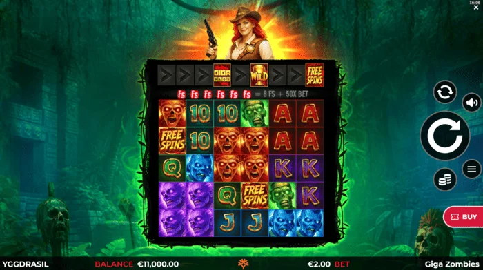 Giga Zombies – igralni zaslon z vrtljaji 6x5